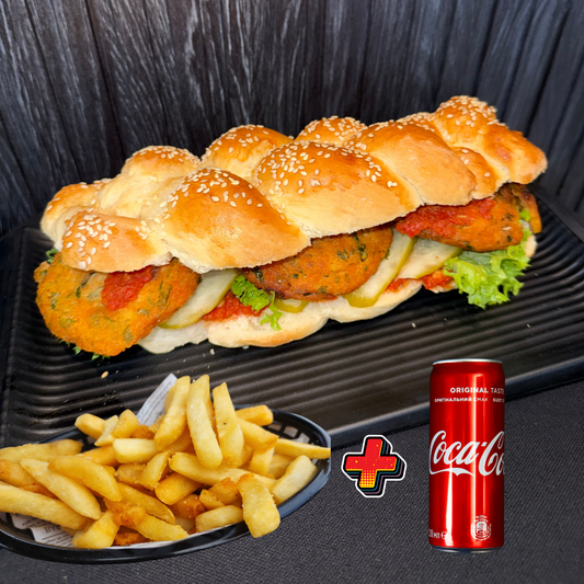 Vegetable Patties Challah Combo